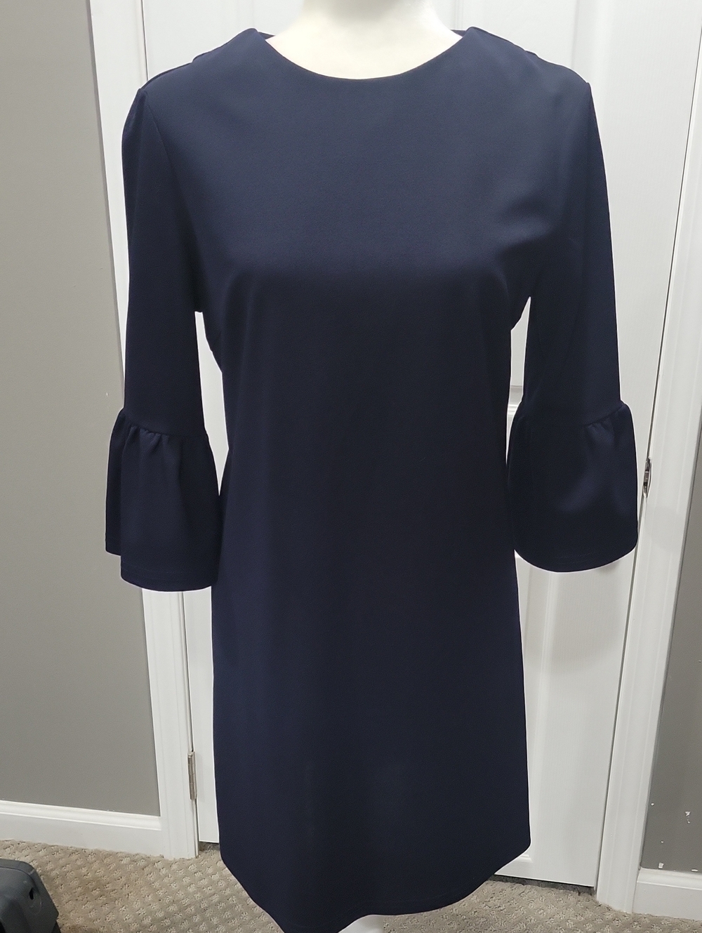She + Sky Navy Bell-Sleeve Shift Dress